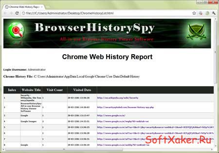 Browser History Spy - Удобный просмотр истории браузеров.