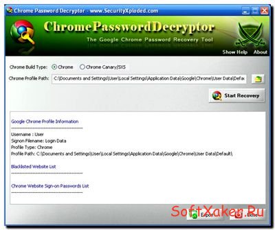 Восстановление паролей через Chrome Password Decryptor