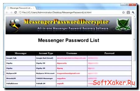 Восстановление паролей популярных мессенджеров с утилитой Messenger Password Decryptor