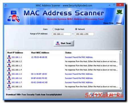 MAC Address Scanner - Бесплатный сканер MAC адресов.