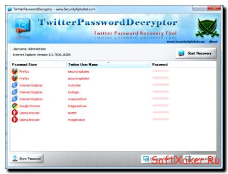Моментальное восстановление паролей к Твиттеру с Twitter Password Decryptor.
