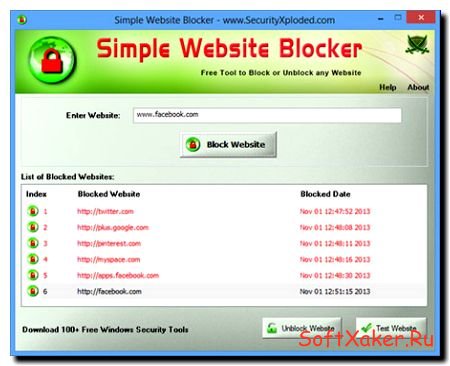 Блокируем доступ к сайтам с помощью Simple Website Blocker.