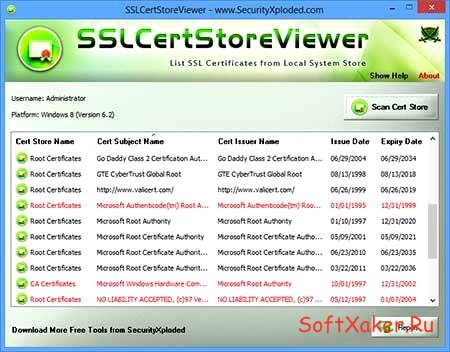 Контроль сертификатов с SSL Cert Store Viewer.