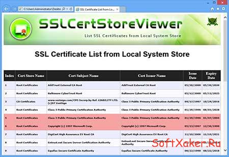 Контроль сертификатов с SSL Cert Store Viewer.