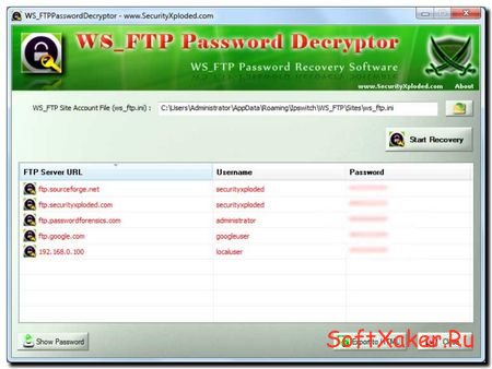 Восстановление FTP паролей и логинов с WS_FTP Password Decryptor